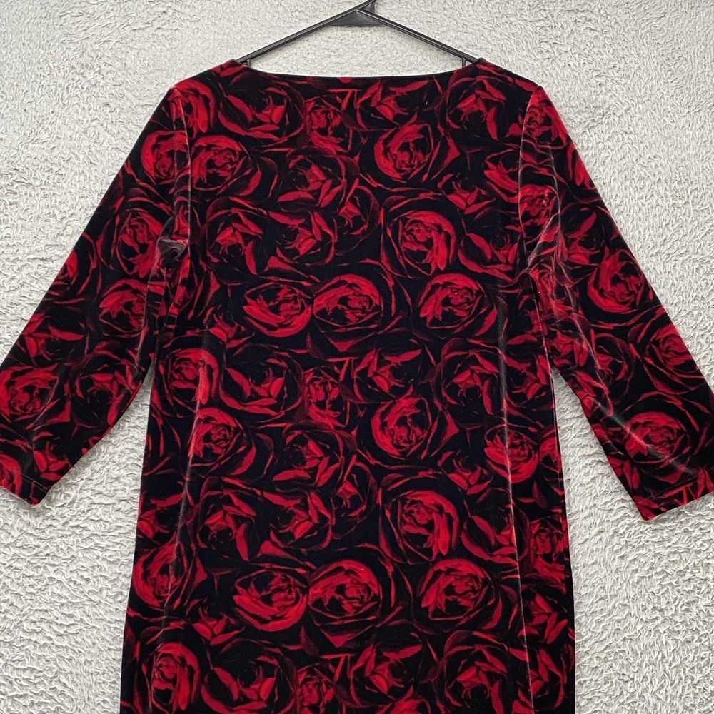 Chicos Travelers Dress Womens 4/6 Red Rose Velvet Sheath‎ Midi Party Cocktail 0 - Picture 10 of 15
